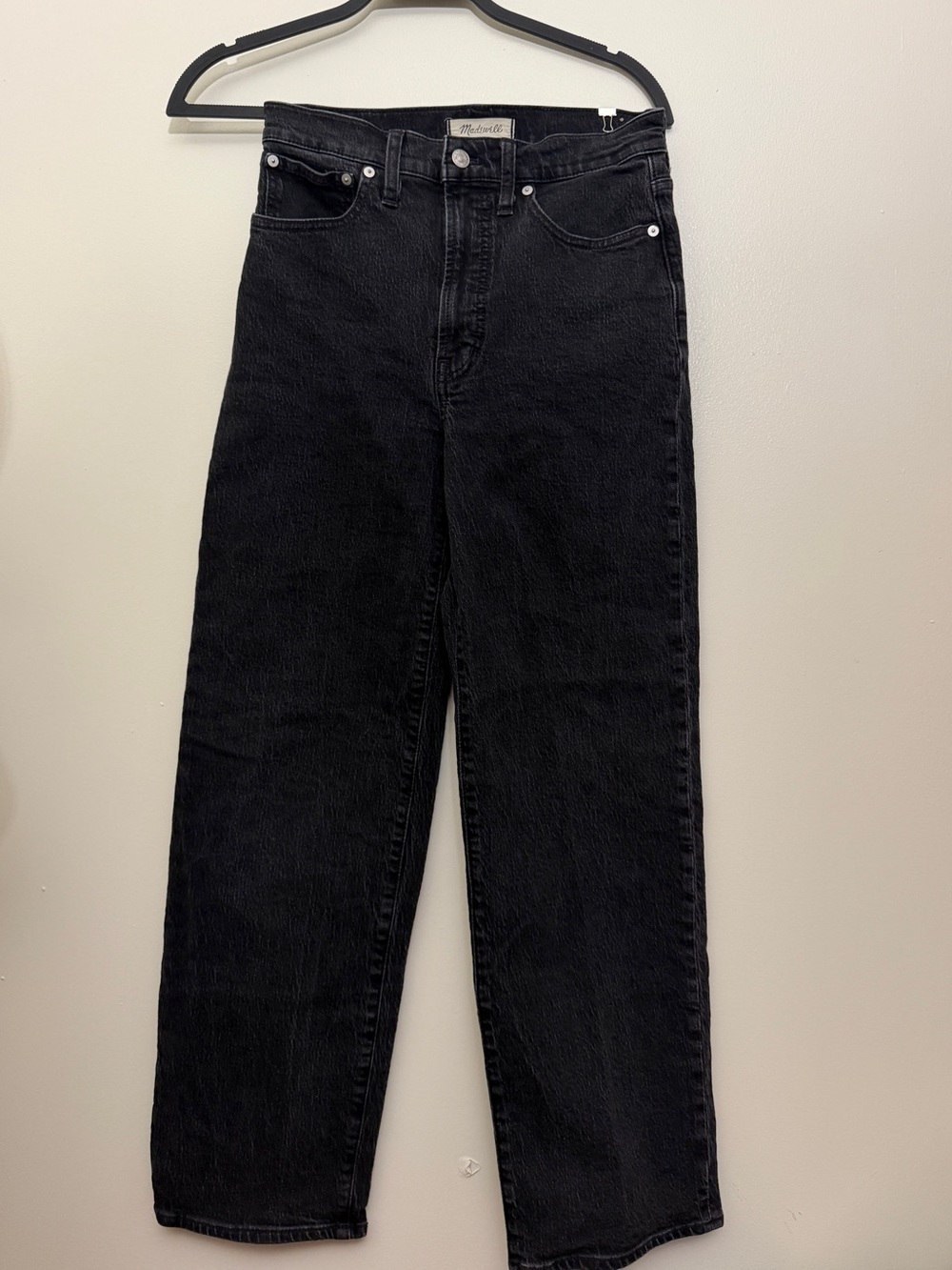 Madewell The Perfect Vintage Wide Leg Womens Black Jeans Denim Size 27
